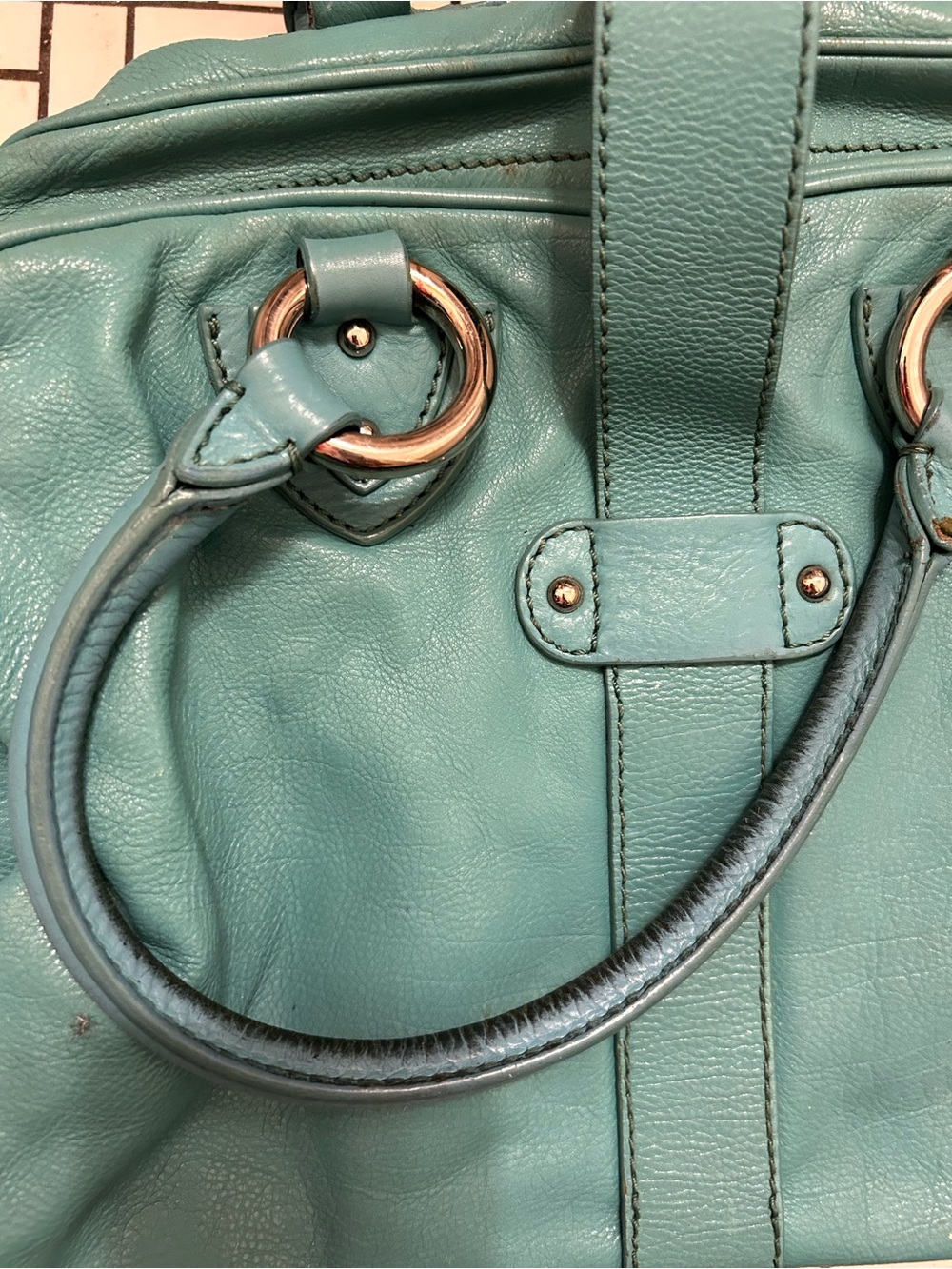 Marc Jacobs made in Italy turquoise Leather Tote Satchel - Picture 8 of 16